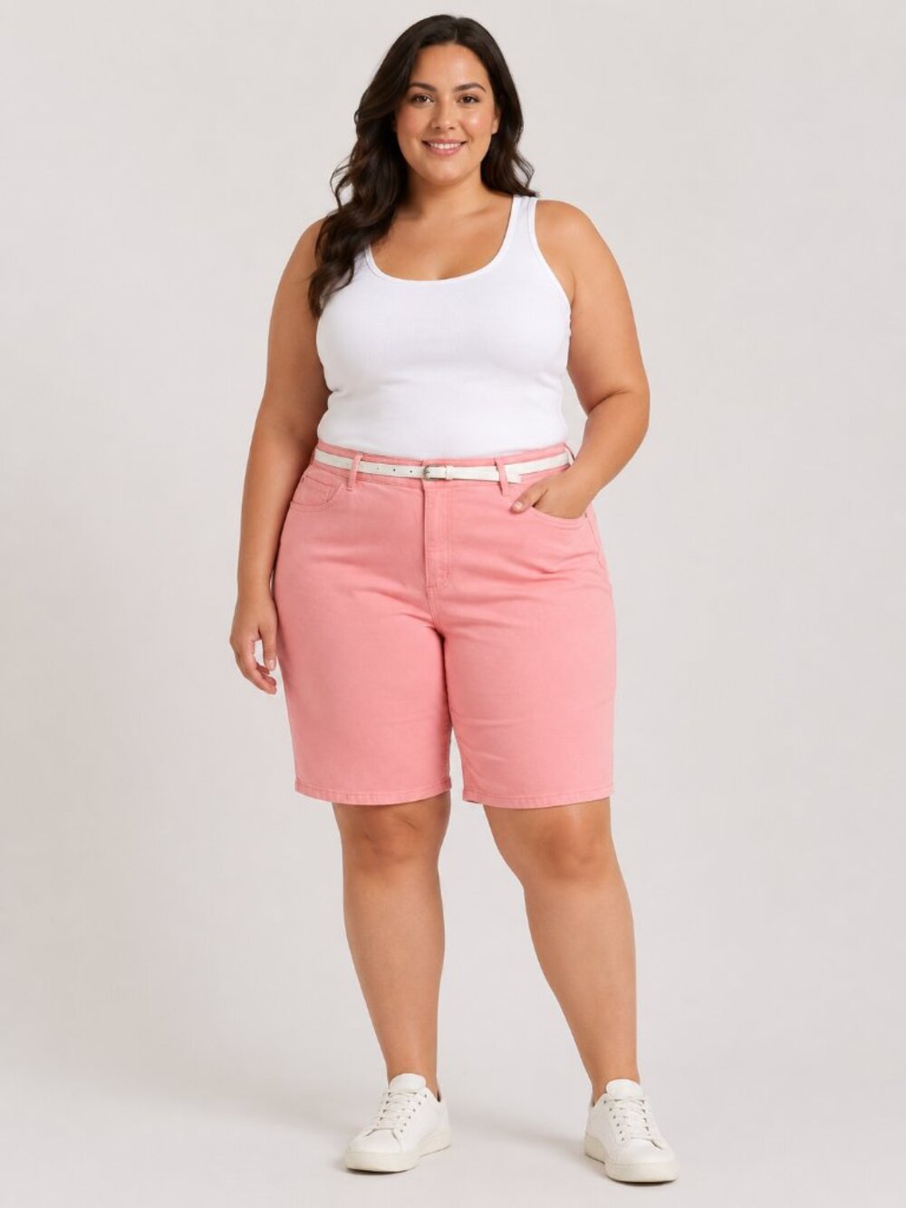 Lee Riders Midrise Bermuda Shorts Women’s 22M Pink Stretch Cotton Plus Size w/ W